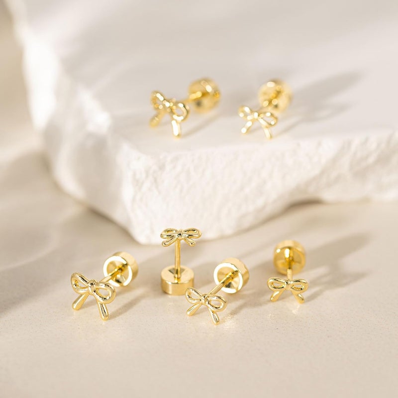 VRIUA 20G Tiny Flat Back Earrings for Women - 14K Gold/Silver Plated Small Flat Back Stud Earrings Hypoallergenic Cartilage Helix Piercing Jewelry - Image 5